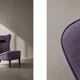 Vintage Mid-Century Scandinavian Modern Oak & Purple Fabric High Back Wing