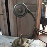 Patinated golden brass desk lamp