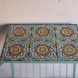 Metal plant stand with tiled top – 6 antique tiles
