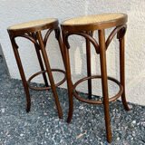 Tabourets bois canné bistrot bar