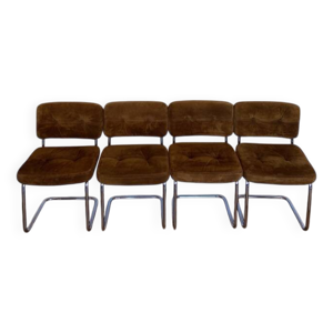 Chaises daim cognac Roche Bobois