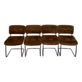 Roche Bobois cognac suede chairs