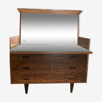 Coiffeuse commode vintage en palissandre de rio