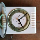 Rectangular silent vintage wall pendulum clock "Jaz white green"