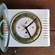 Rectangular silent vintage wall pendulum clock "Jaz white green"