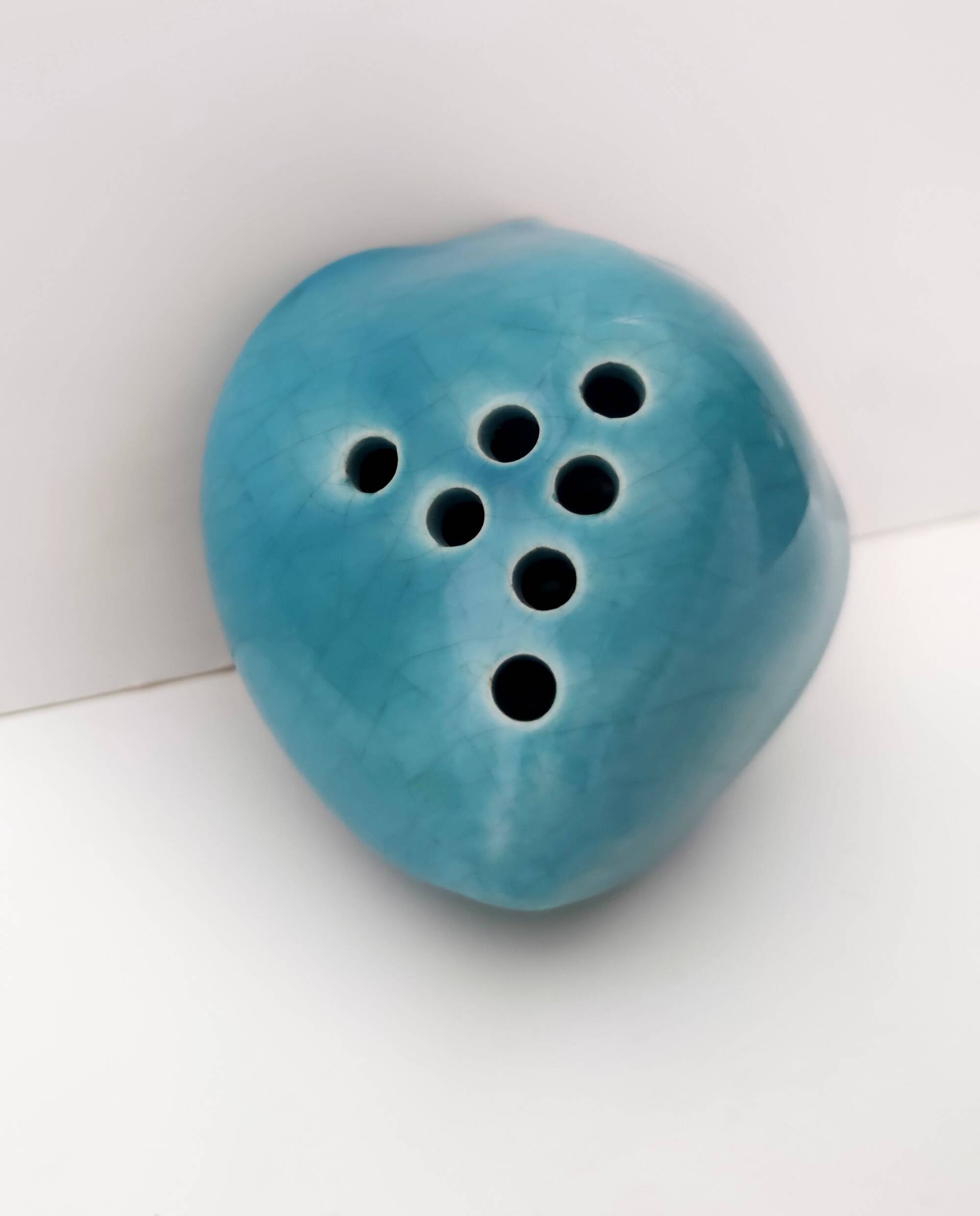 Teal Lacquered Ceramic Tulip Vase / Pen Holder by Giacomo Onestini for Ernestine Salerno