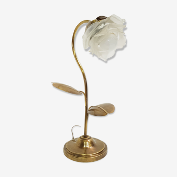 Vintage brass and glass flower lamp
