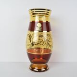 Egermann Czech crystal vase Bohemia Hand painted, gilded, circa 1980s.