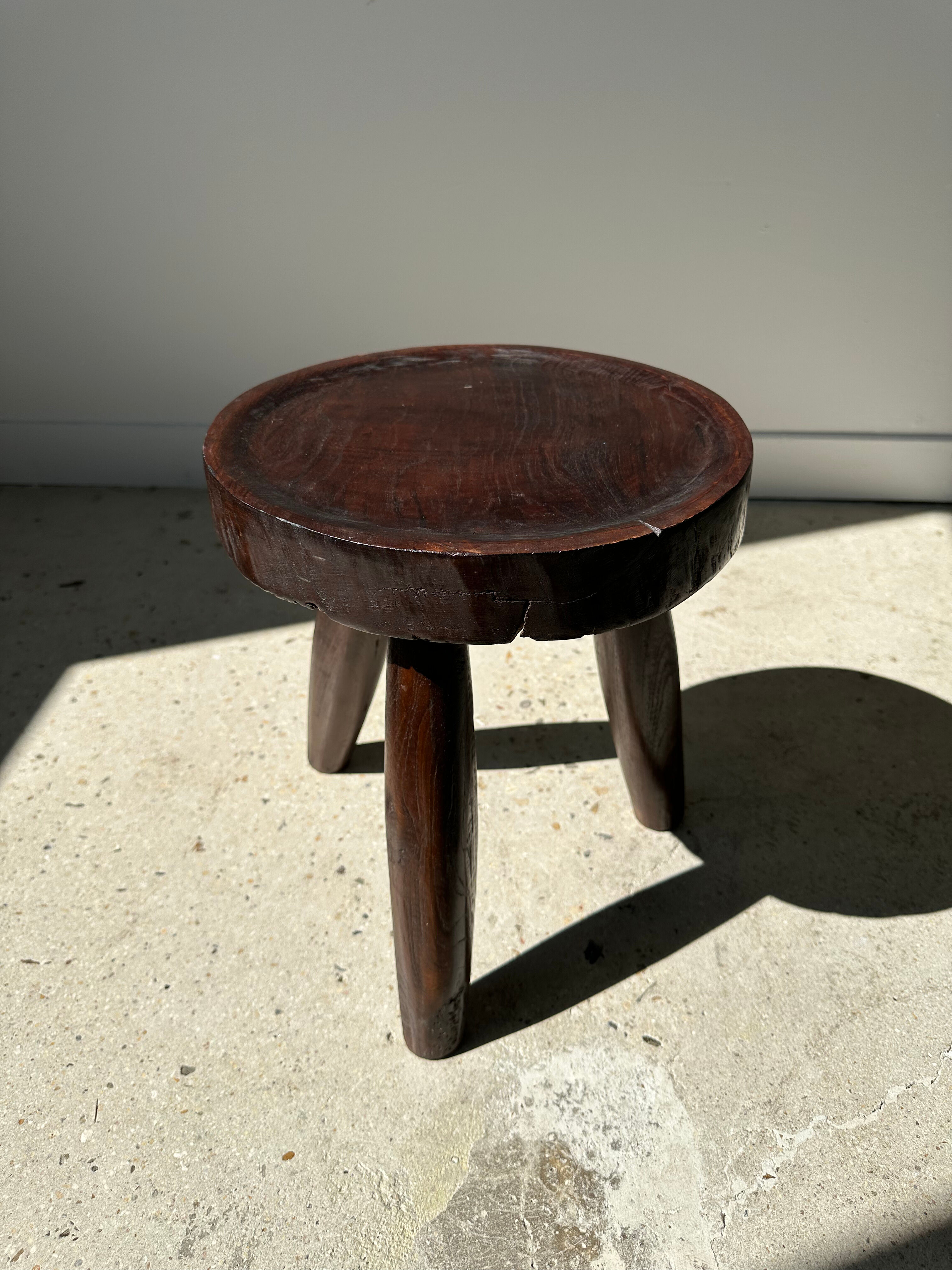 Brown solid wood stool hollow circular seat