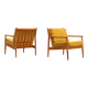 Pair of teak armchairs