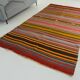 Large Vintage Striped Anatolian Hand-Woven Wool & Cotton Rugsku-135