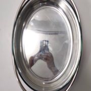 Plat à chevreuil en métal argenté avec cocotte en verre Pyrex de Sabattini, Italie