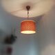 Orange Ceiling lamp vintage 70s made of straw