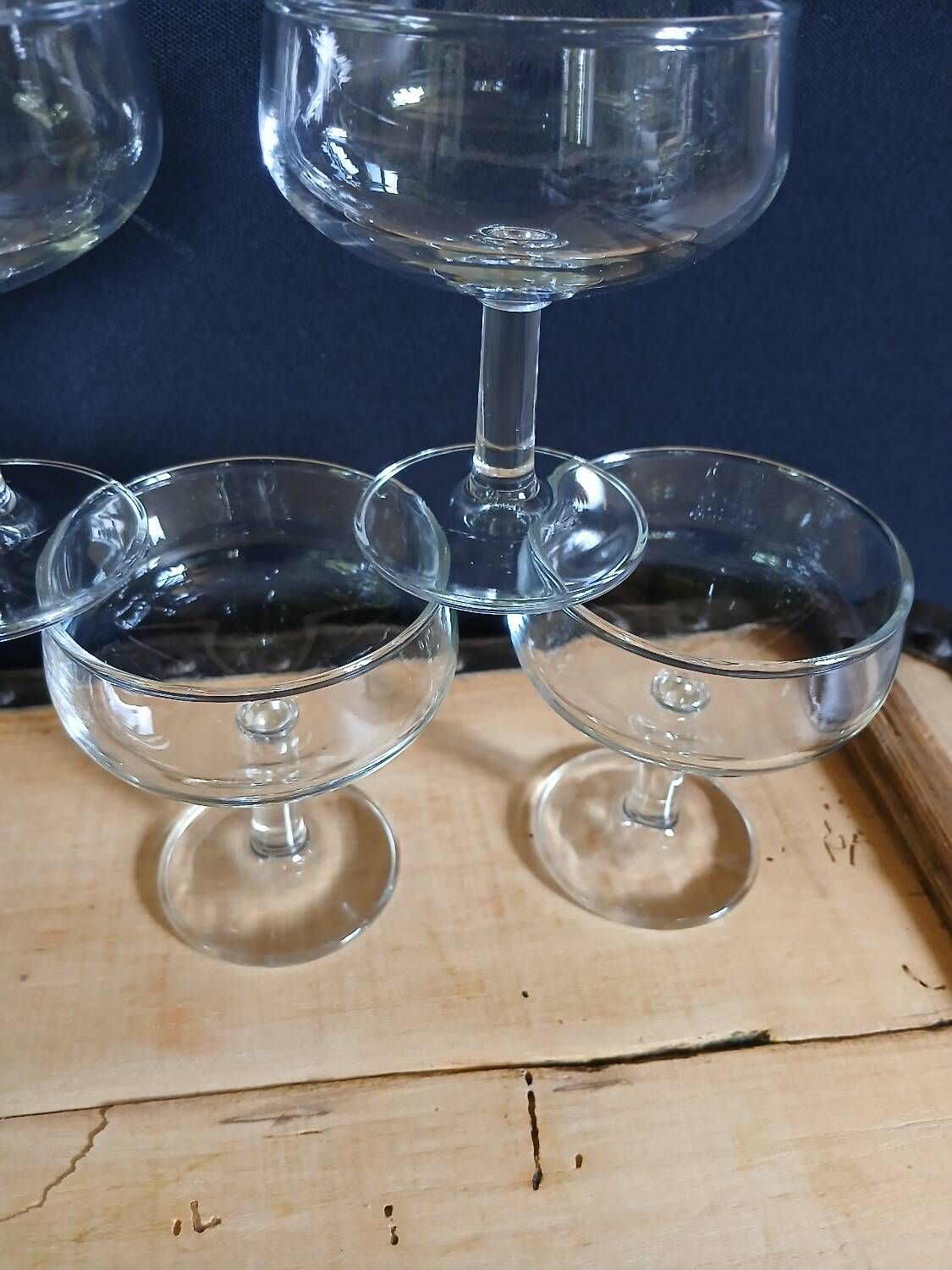 6 antique champagne glasses