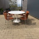 Original oval Tulip Knoll table 198cm white laminate, NEW in the box.