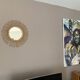 Sun mirror in woven rattan. 50cm. 1960.