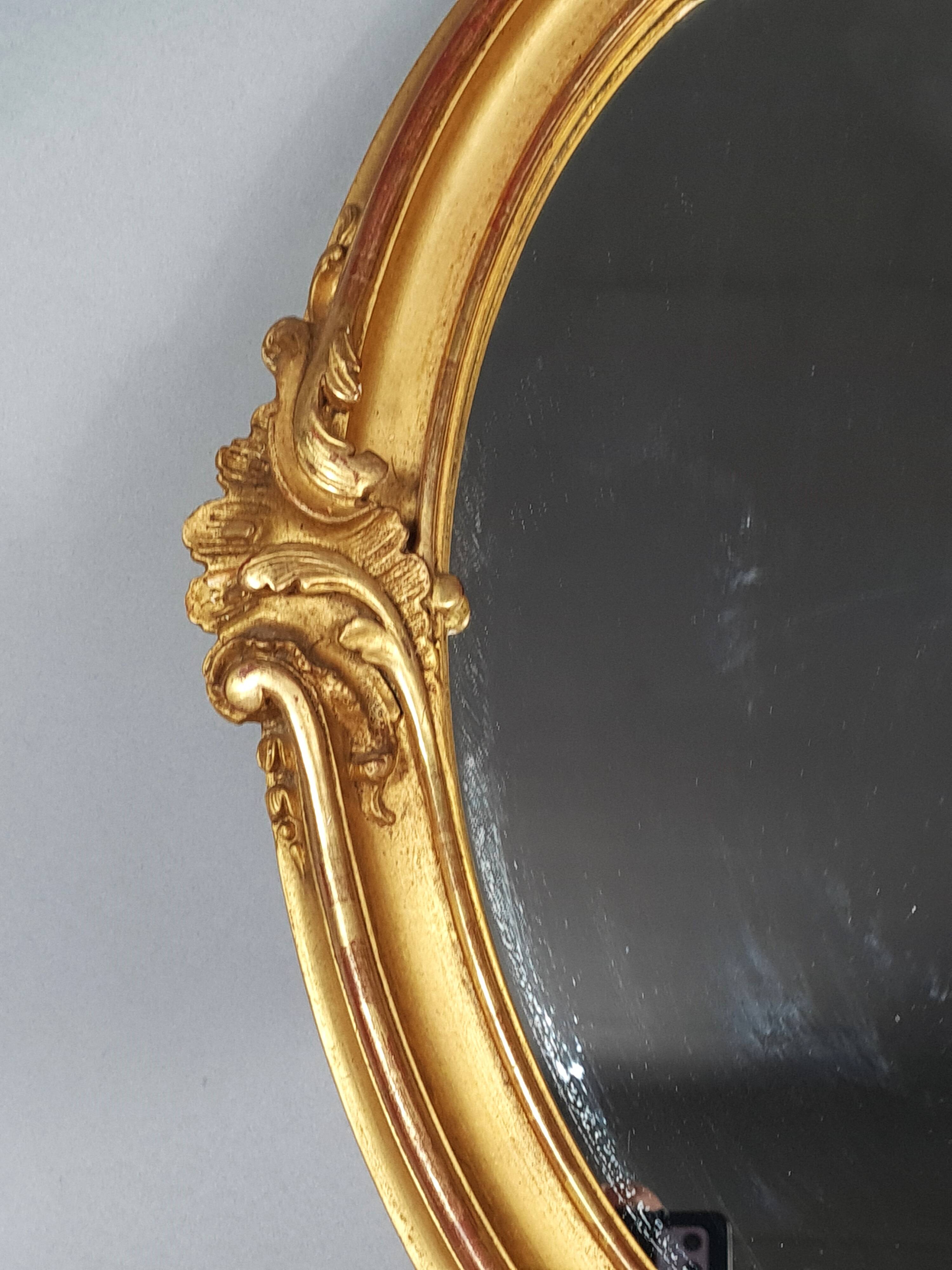Mirror 55x39 cm rebate 40x30 cm wooden frame fine gold stucco dated 1908 SC414
