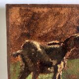Portrait on the farm goats in the meadow 19th oil on canvas