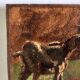 Portrait on the farm goats in the meadow 19th oil on canvas