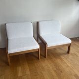 Pair of Baumann white bouclette armchairs