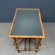Bamboo side table with mirror top from France, 1940s