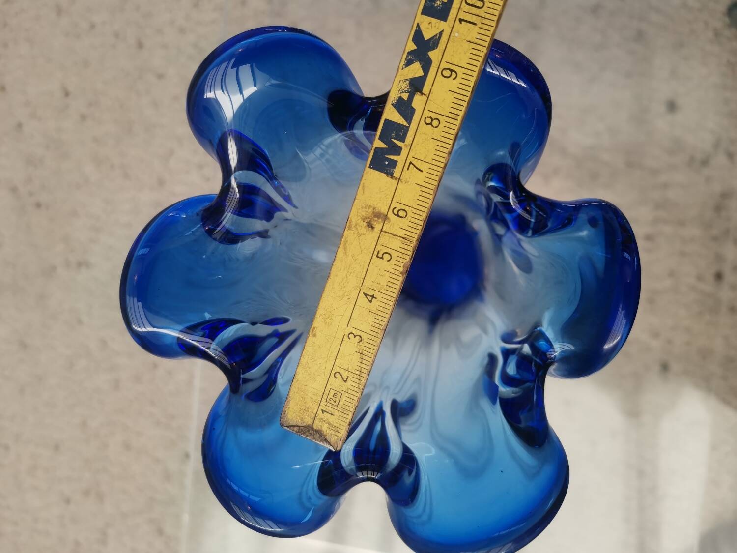 Tall Blue Murano Style Art Glass Vase, Mid-Century Modern Design, 1960