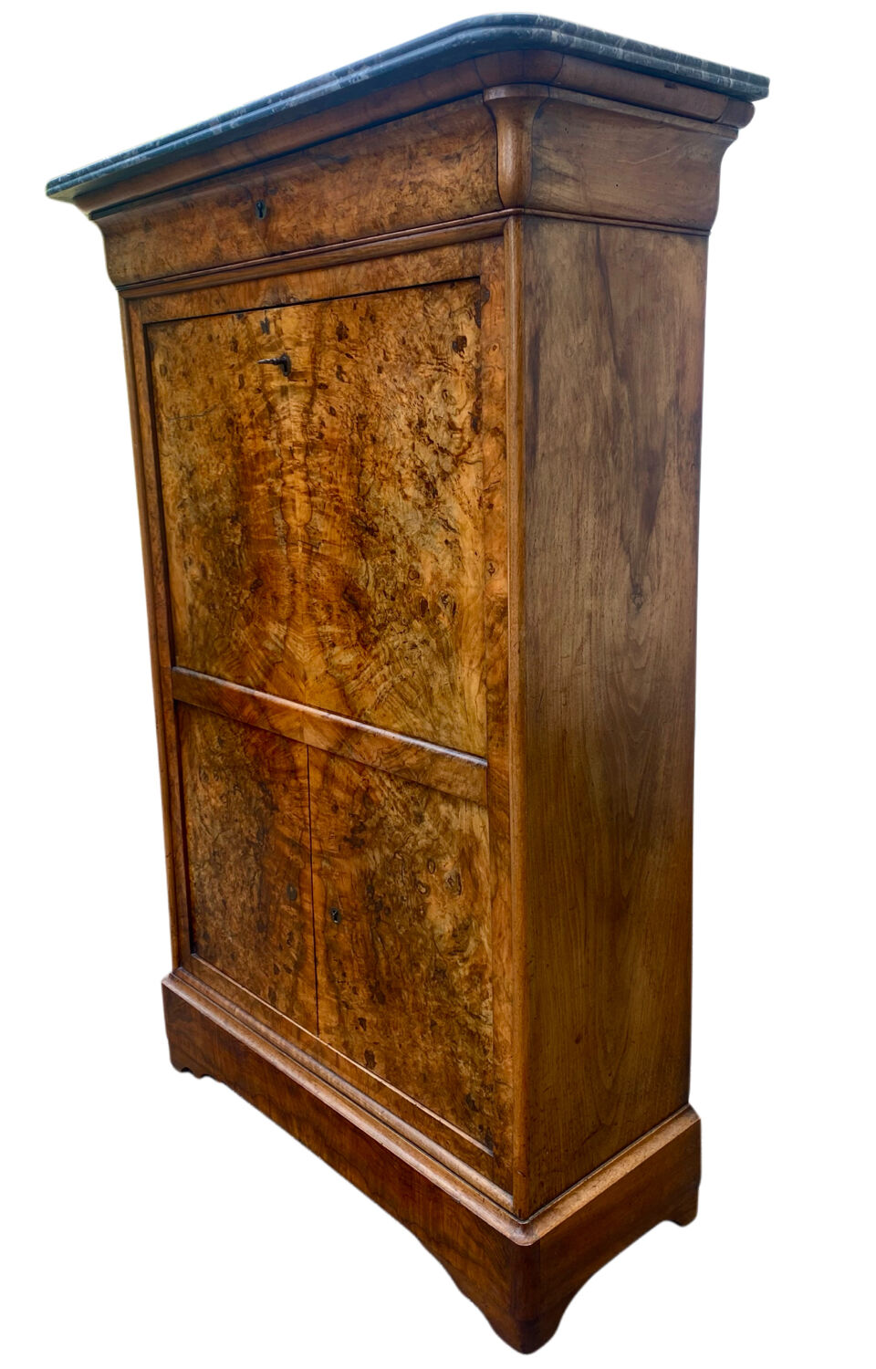Louis Philippe secretary in walnut briar with marble top.