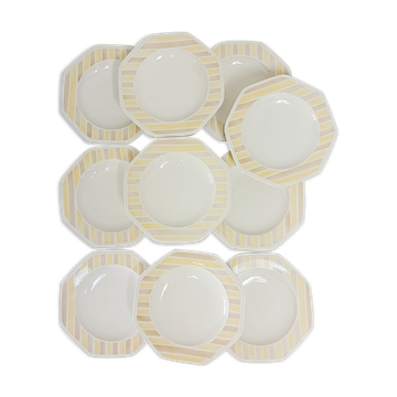Set of 10 Moulin des loups soup plates
