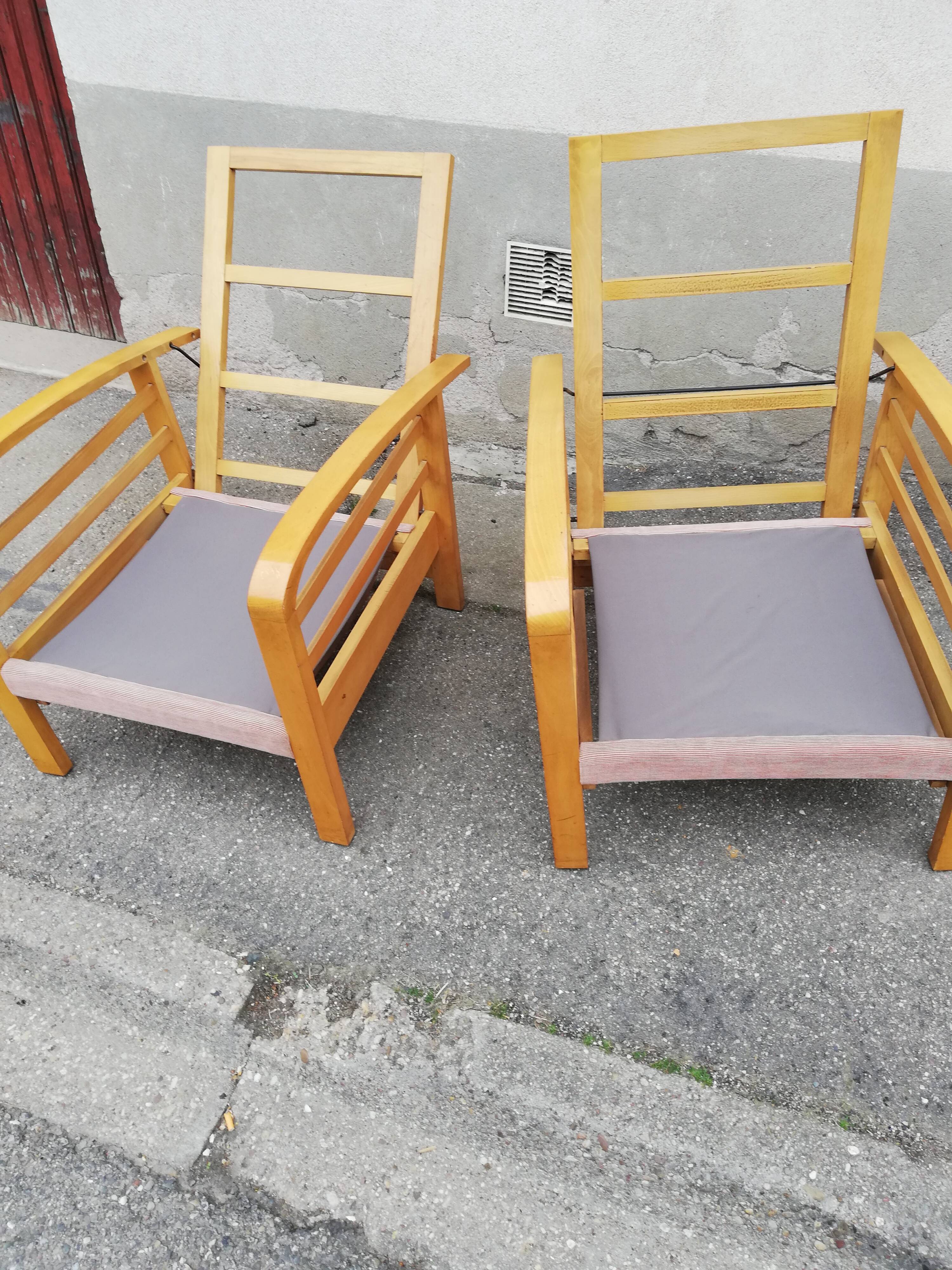 Pair of armchairs year 50 adjustable back