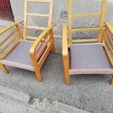 Pair of armchairs year 50 adjustable back