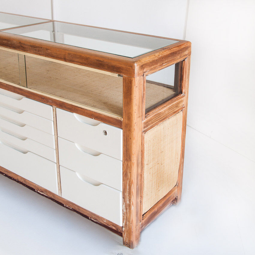 Vintage shop counter with window, Spain 1960
