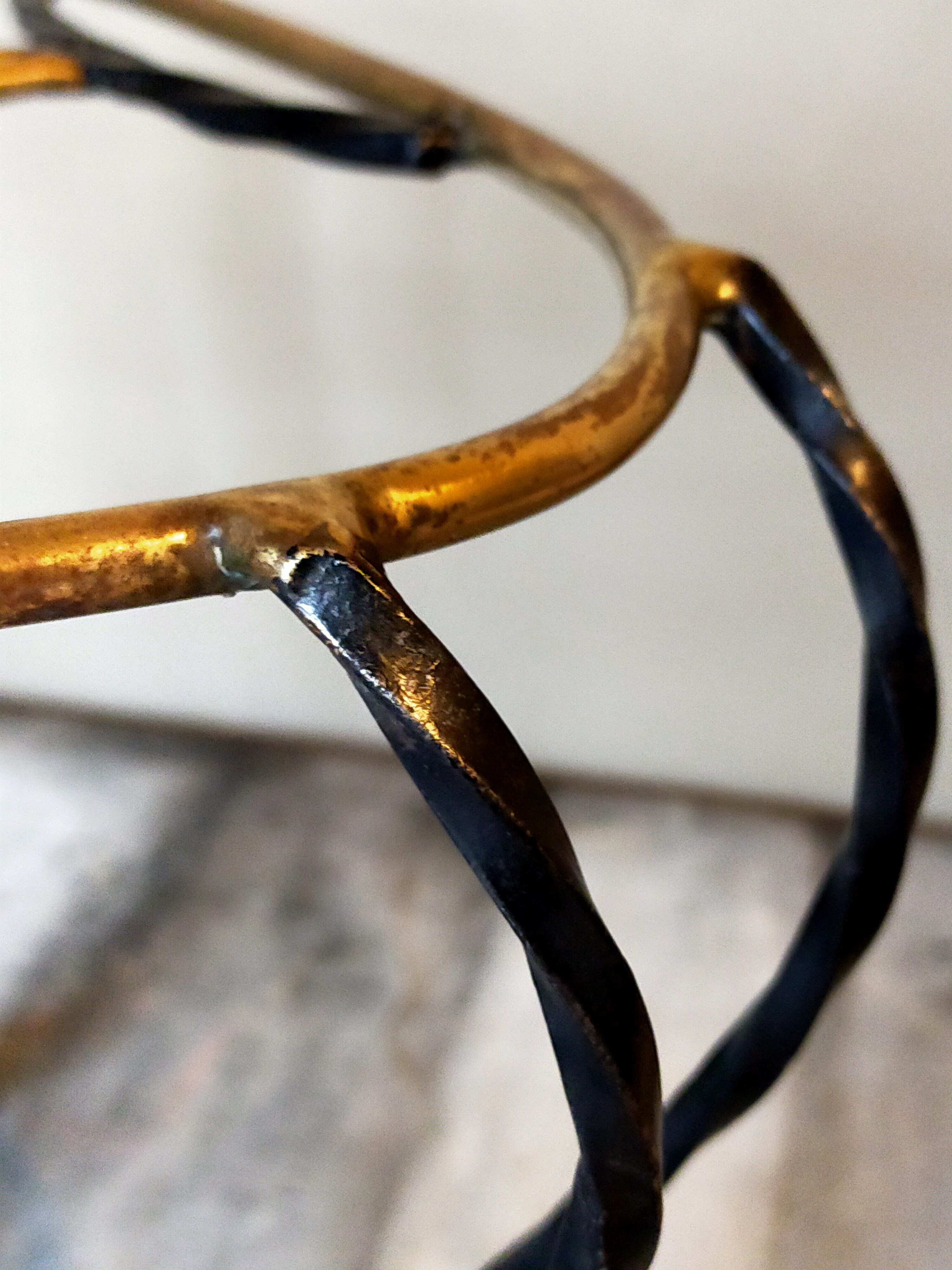 Vintage wrought iron tripod coffee table
