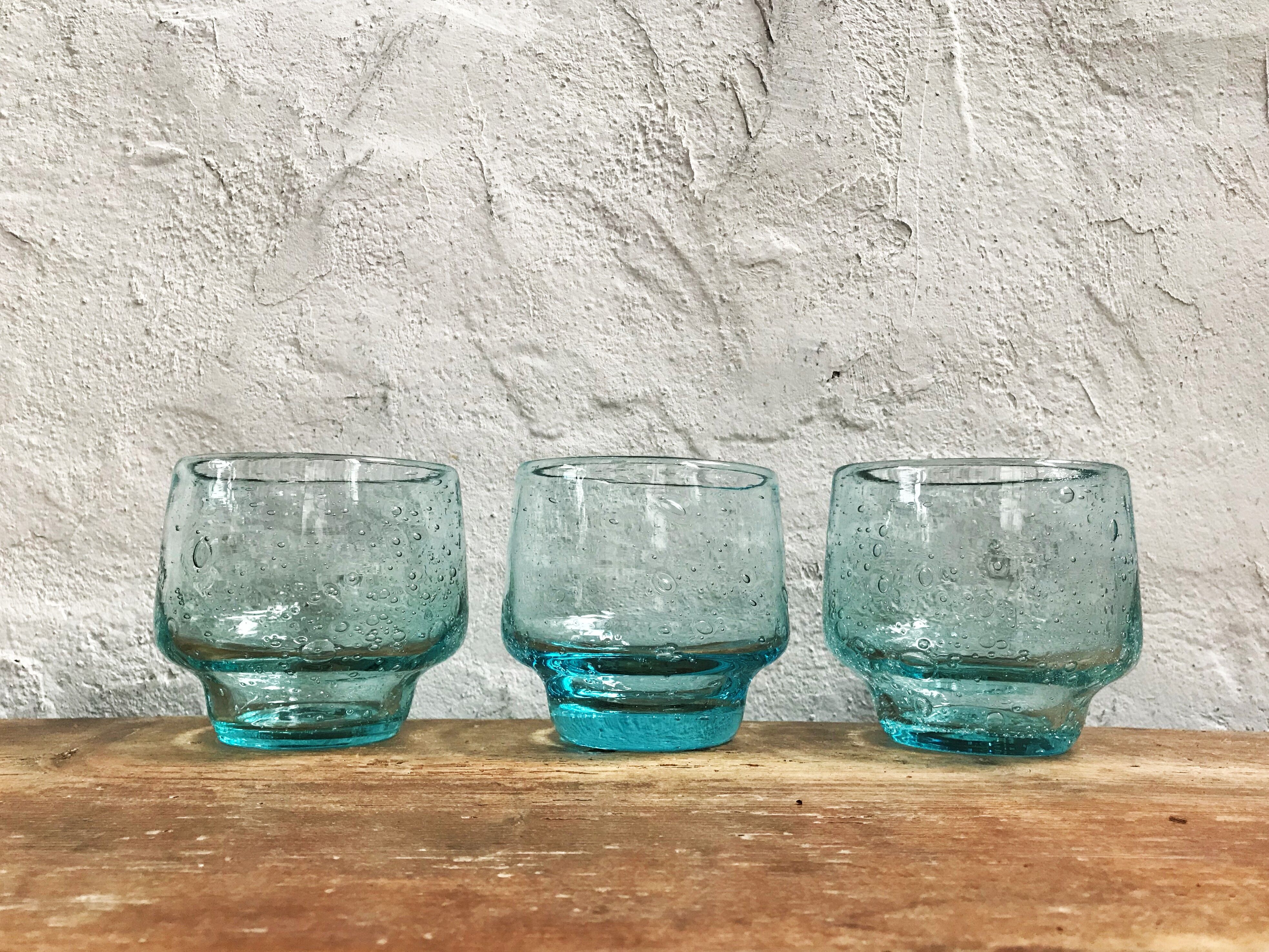 Trio of glasses of blue blue azur