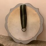 Old khaki green velvet mirror