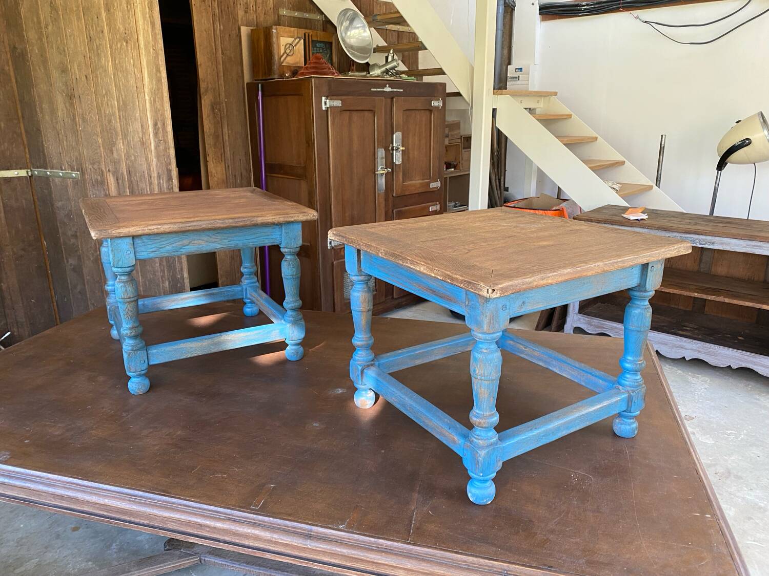 Pair of Oak farmhouse coffee tables