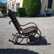 Rocking-chair vintage western wood and brown leather