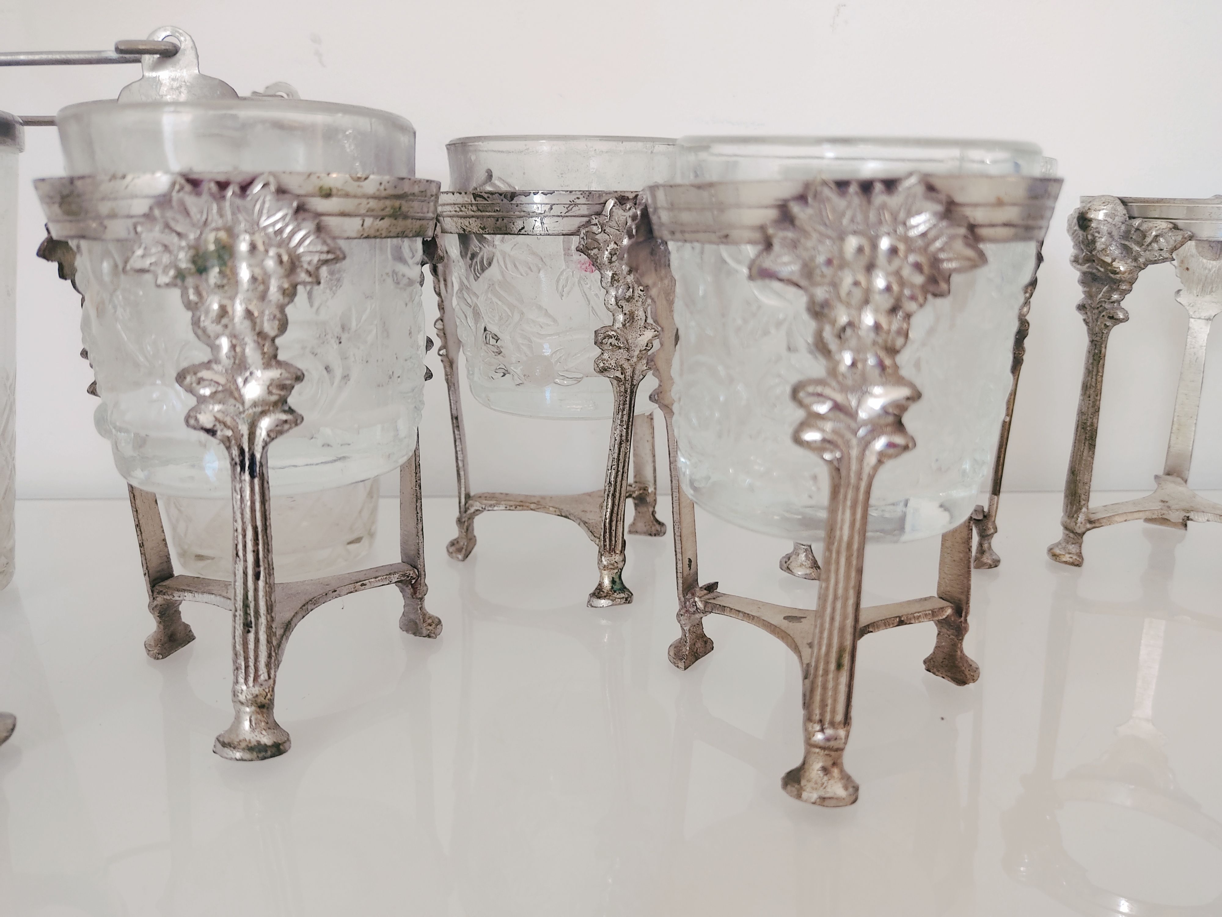 Ensemble de 8 photophores verre et métal