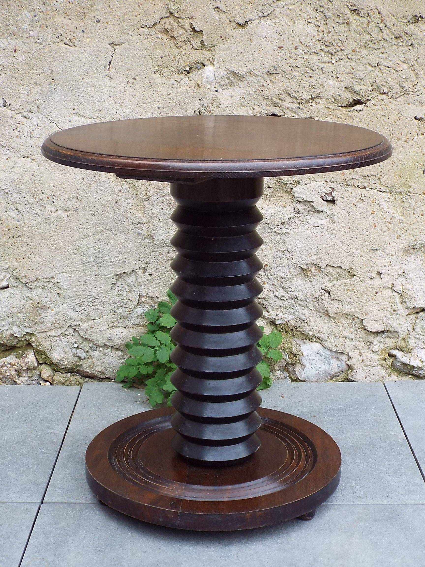 Round side table in turned wood
