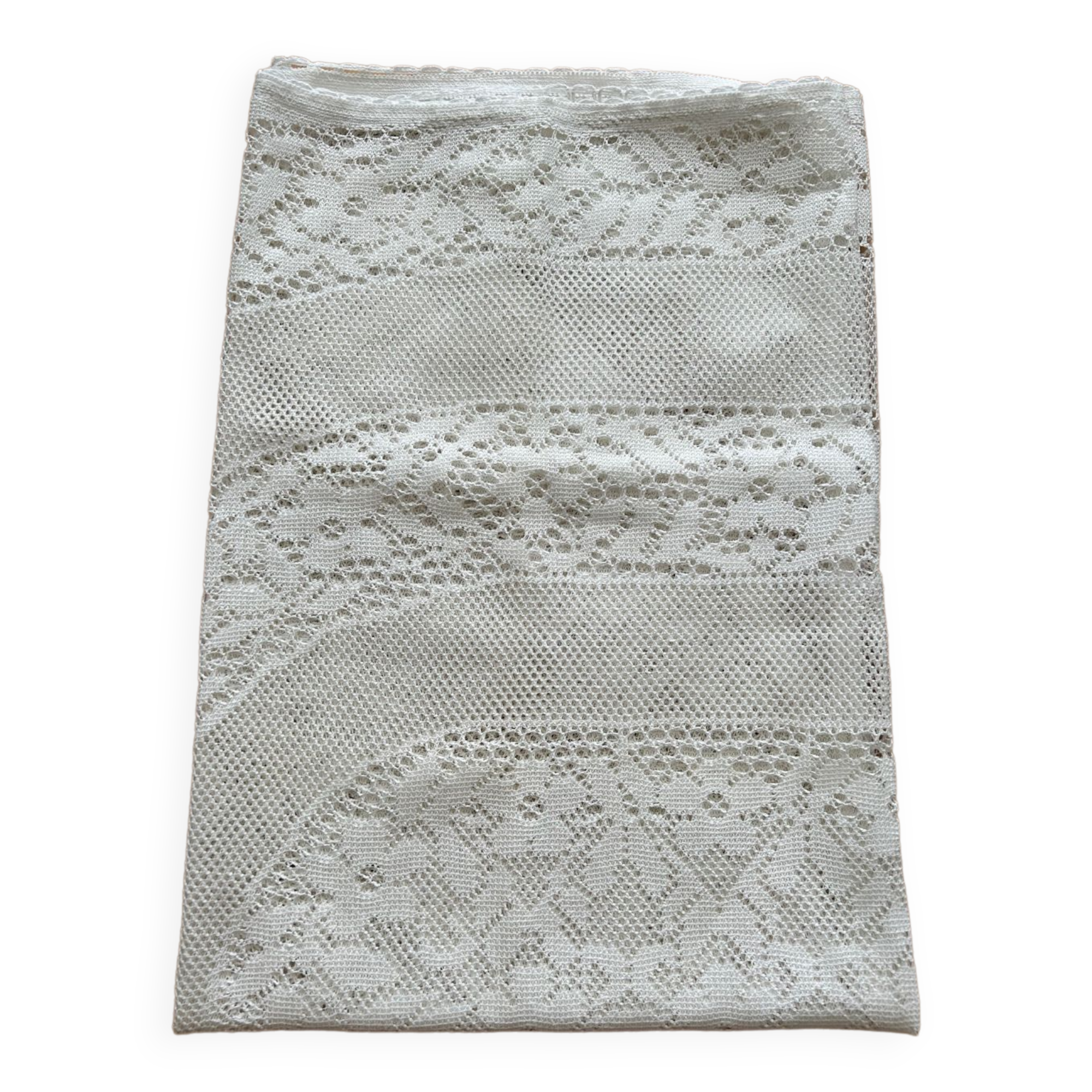 Vintage rectangular tablecloth with white crochet