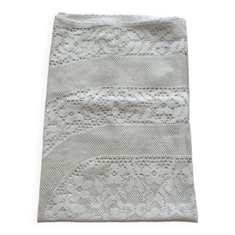 Nappe vintage rectangulaire crochet blanc