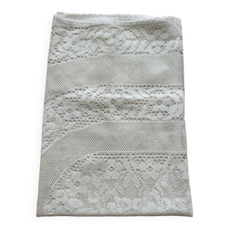 Vintage rectangular crochet tablecloth white