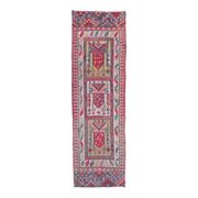 1970s Vintage Turkish Oushak Handmade Wool Cotton Pink Runner Rug 86x286