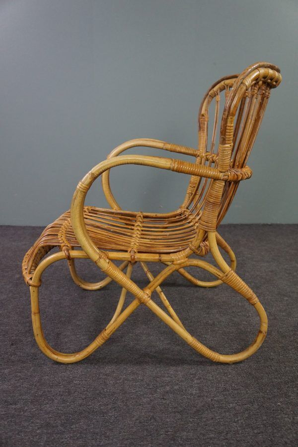 Fauteuil Belse 8 en rotin Dutch Design, 1950