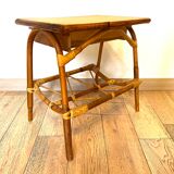 Side table in bamboo and rattan