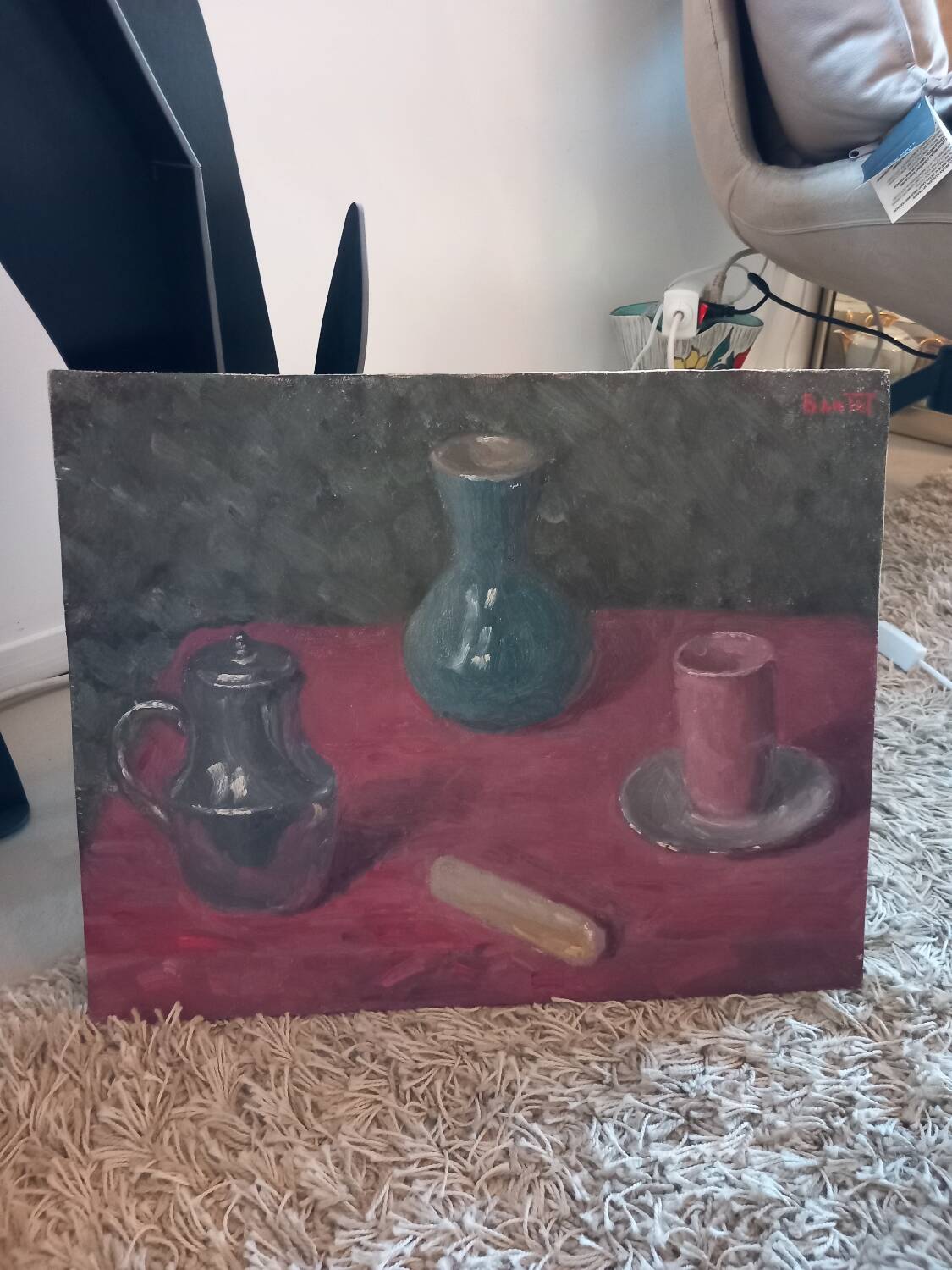 Oil painting. Still life with biscuit
