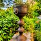 Large brass lion planter on a stand in Baroque Art Nouveau style.