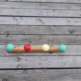 Vintage wall coat rack - Wood and plastic - 1970s
