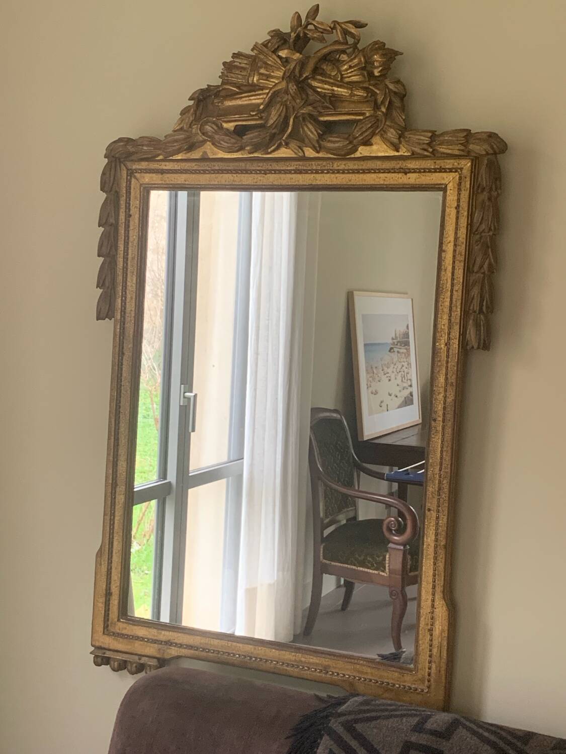 Mirror with gold frame