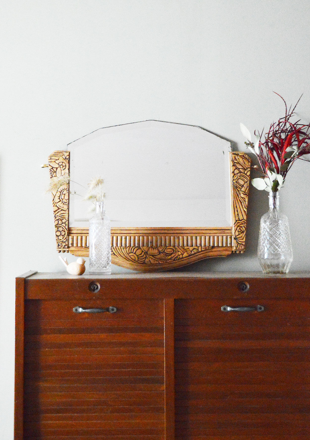 Wood Art Deco mirror