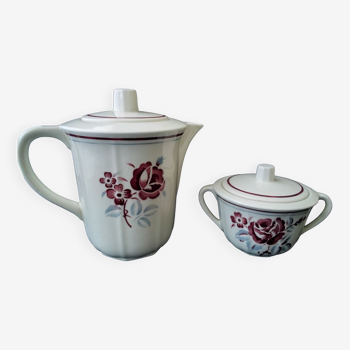 Badonviller faience coffee and sugar maker set